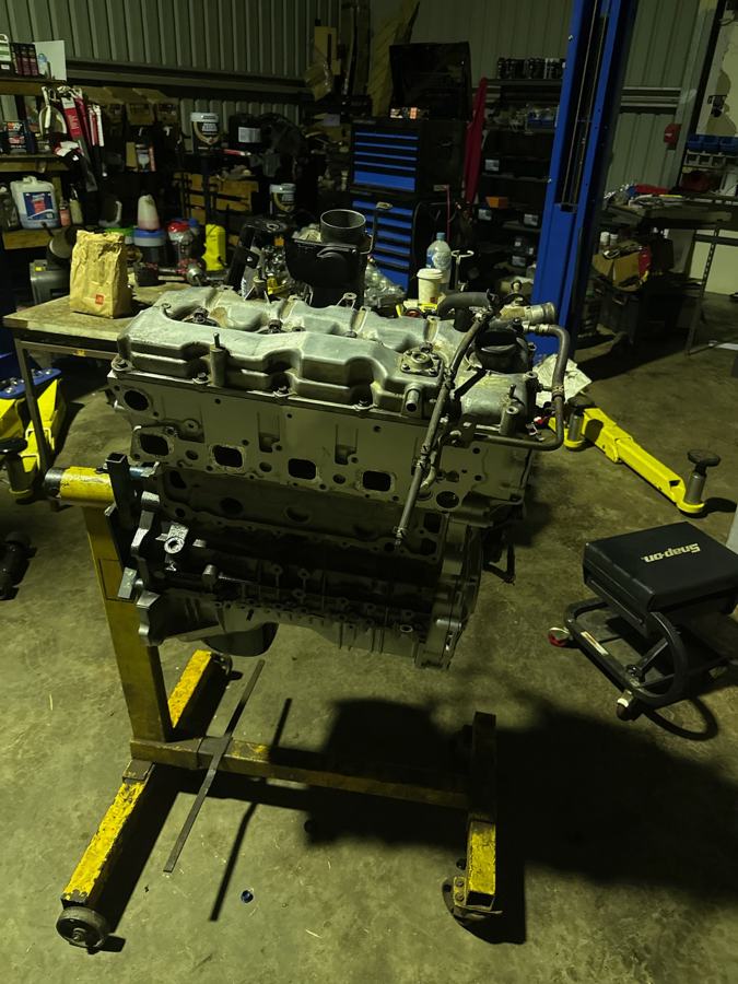Engine rebuild on a stand